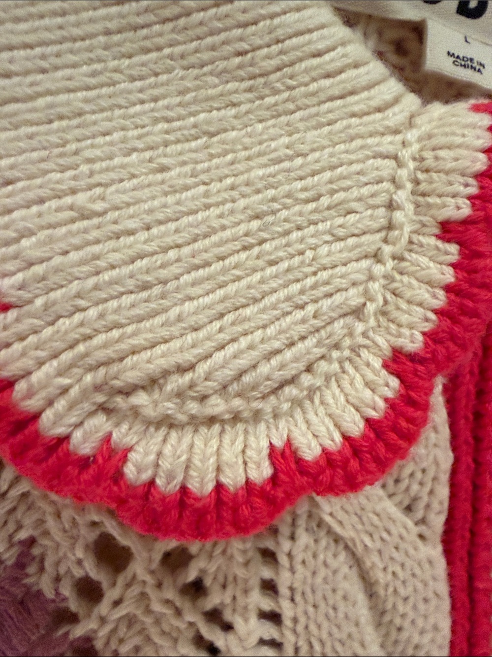 Boden Cream Floral Crochet Button-Up Sweater Large - Picture 9 of 15